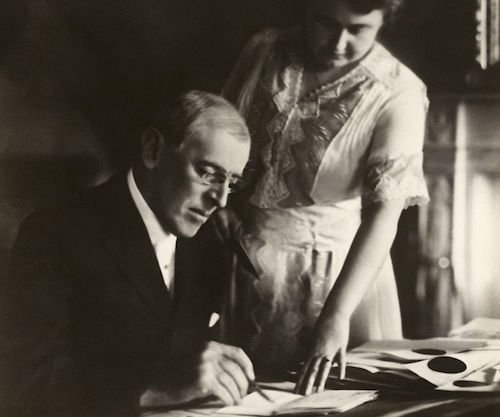 Woodrow Wilson and future first lady Edith Wilson