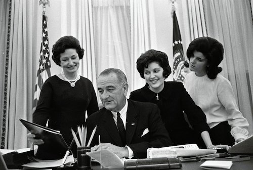 The Johnsons in the Oval Office (Wikimedia Commons)