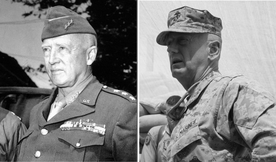 Gen. George S. Patton Jr., commander of the Third Army side by side with Gen. James Mattis