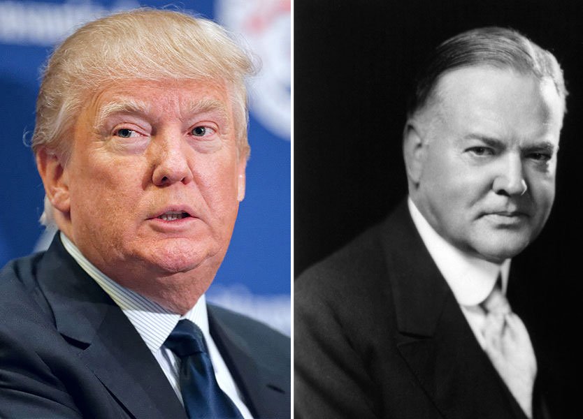 Businessman Donald Trump side by side with Secretary of Commerce Herbert Hoover. (Wikimedia Commons)
