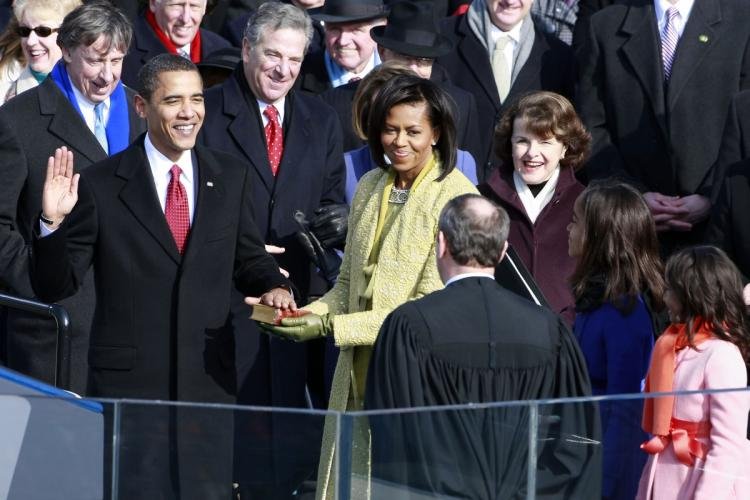 Barack Obama being sworn in as the nation's 44th president. (Mark Wilson/AP Photo)